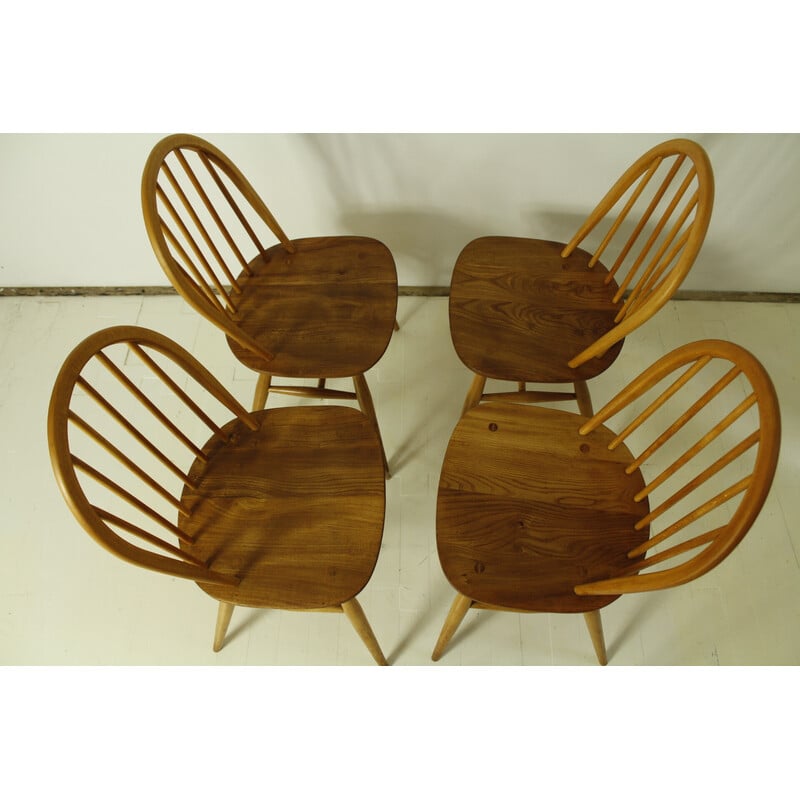 Conjunto de 4 cadeiras de jantar vintage em madeira de bétula e freixo de Lucian Ercolani, 1960