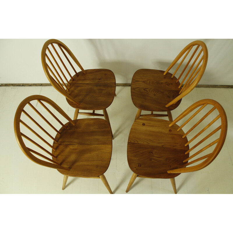 Set van 4 vintage eetkamerstoelen van gebogen hout en essenhout van Lucian Ercolani, 1960
