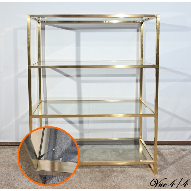 Vintage brass and glass shelf with 4 levels, 1970