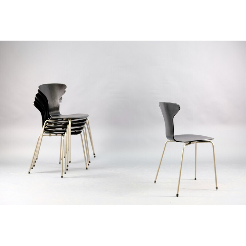 Ensemble de 6 chaises à repas vintage en bois par Arne Jacobsen pour Fritz Hansen, 1959