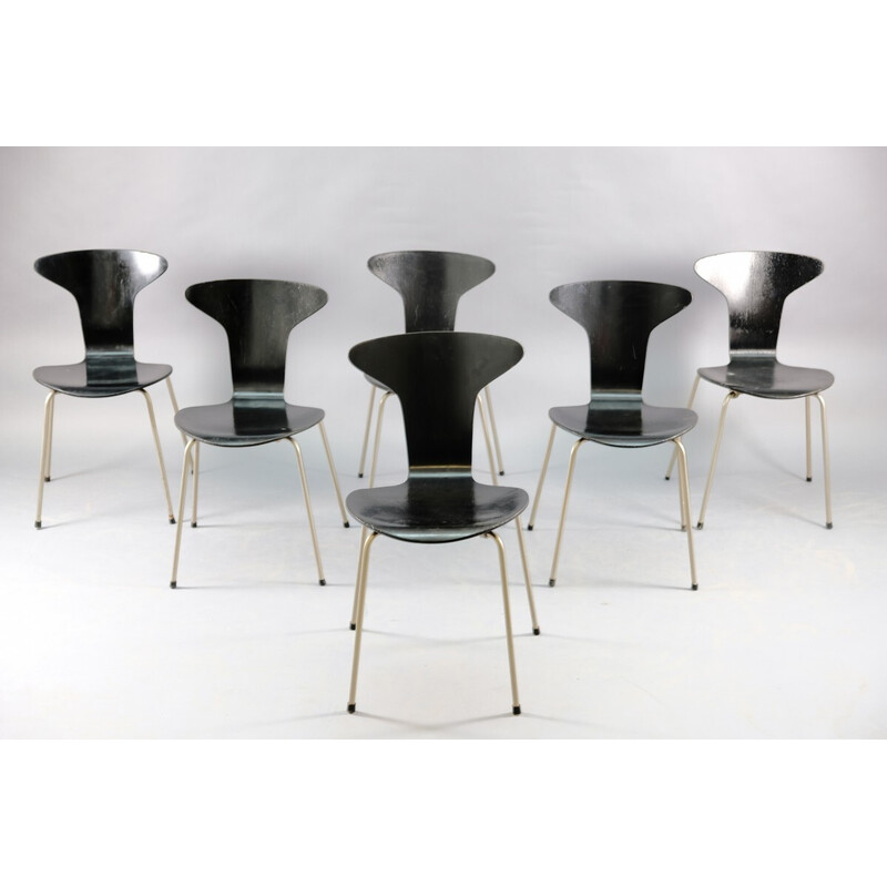 Set of 6 vintage wooden dining chairs by Arne Jacobsen for Fritz Hansen, 1959