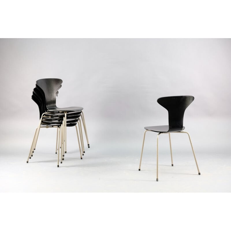Conjunto de 6 cadeiras de jantar vintage em madeira de Arne Jacobsen para Fritz Hansen, 1959