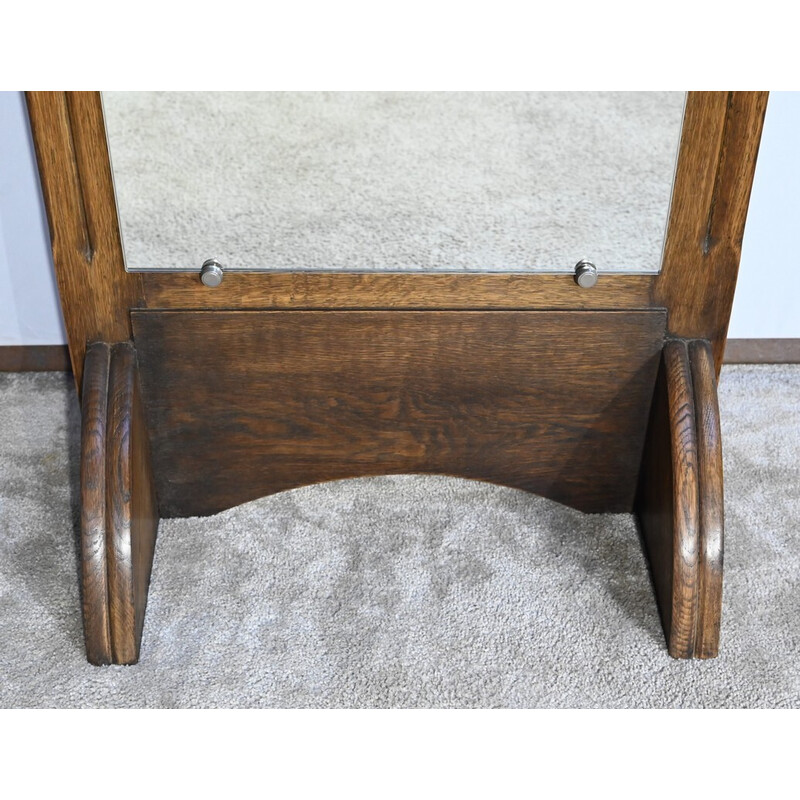 Vintage rectangular mirror on oak legs, 1940