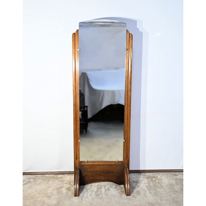 Vintage rectangular mirror on oak legs, 1940