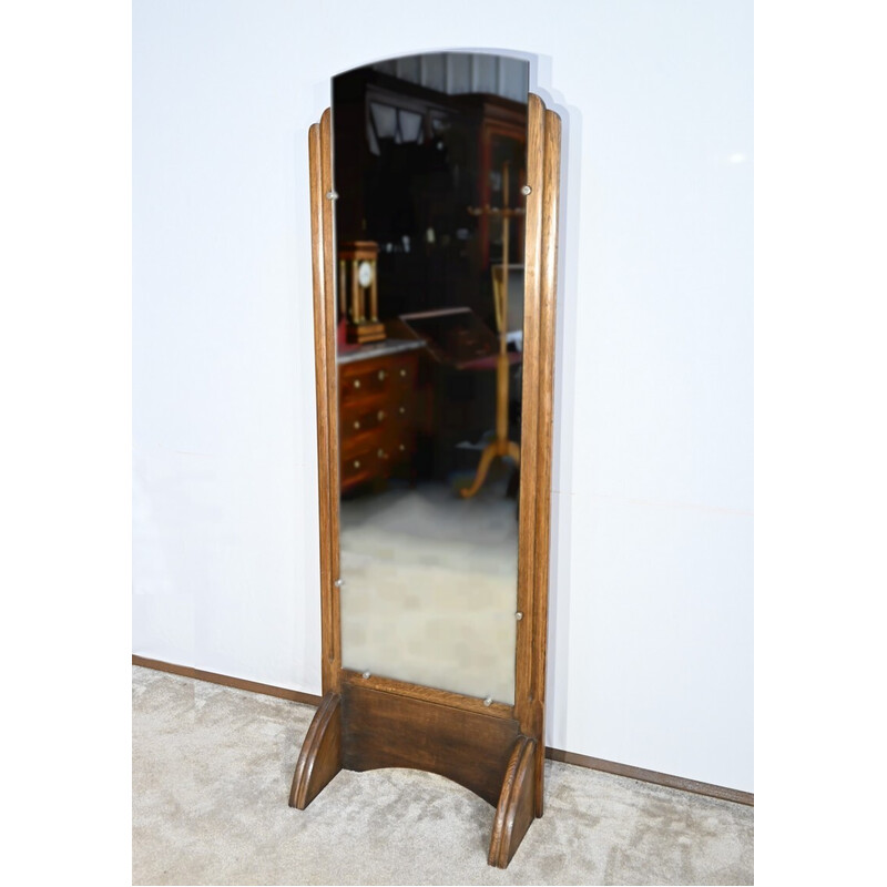 Vintage rectangular mirror on oak legs, 1940