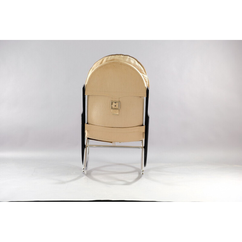 Vintage Nonna schommelstoel in leer en metaal van Paul Tuttle voor Strässle, Zwitserland 1970