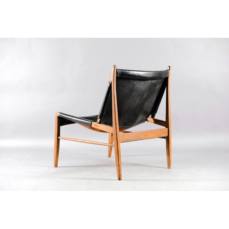Vintage leather armchair by Franz Xaver Lutz for WK Möbel, Germany 1958