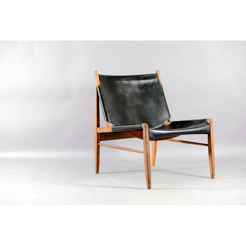 Fauteuil vintage en cuir par Franz Xaver Lutz pour WK Möbel, Allemagne 1958