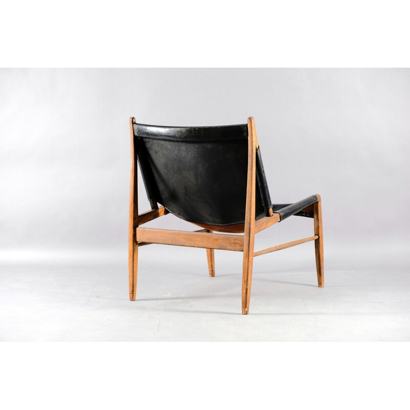 Vintage leather armchair by Franz Xaver Lutz for WK Möbel, Germany 1958