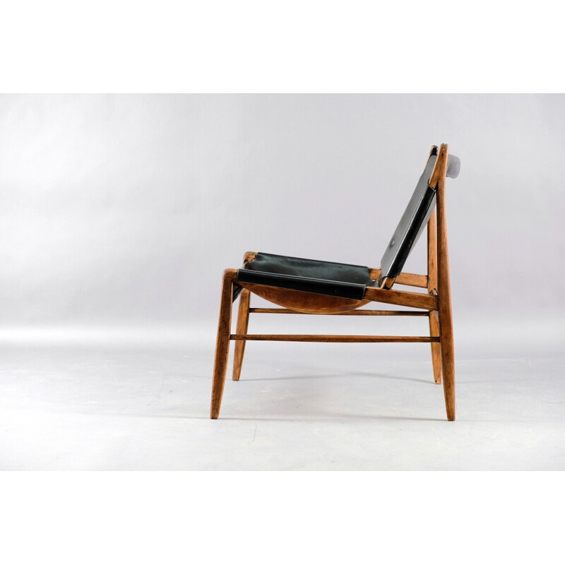 Fauteuil vintage en cuir par Franz Xaver Lutz pour WK Möbel, Allemagne 1958