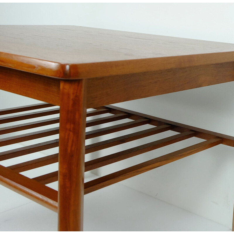 Teak side table danish modern with newspaper shelf - 1960s