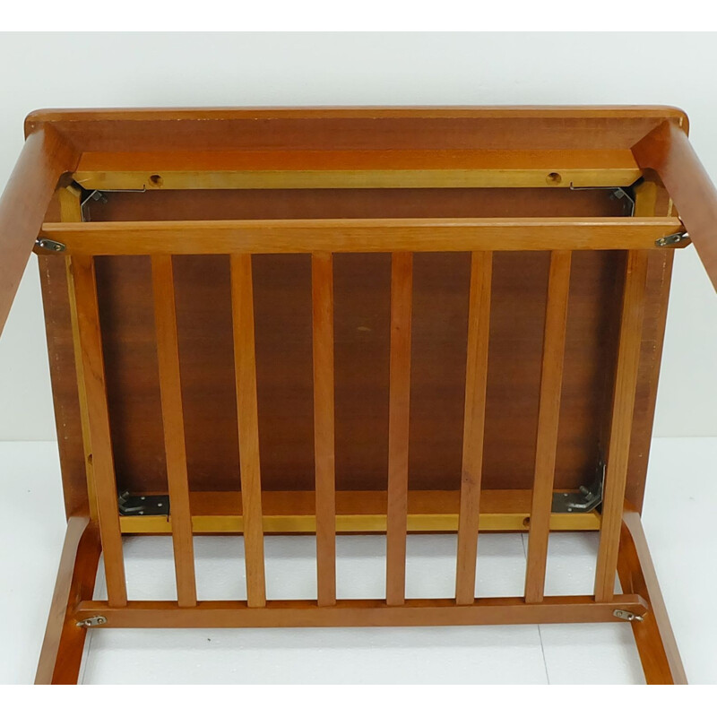 Teak side table danish modern with newspaper shelf - 1960s