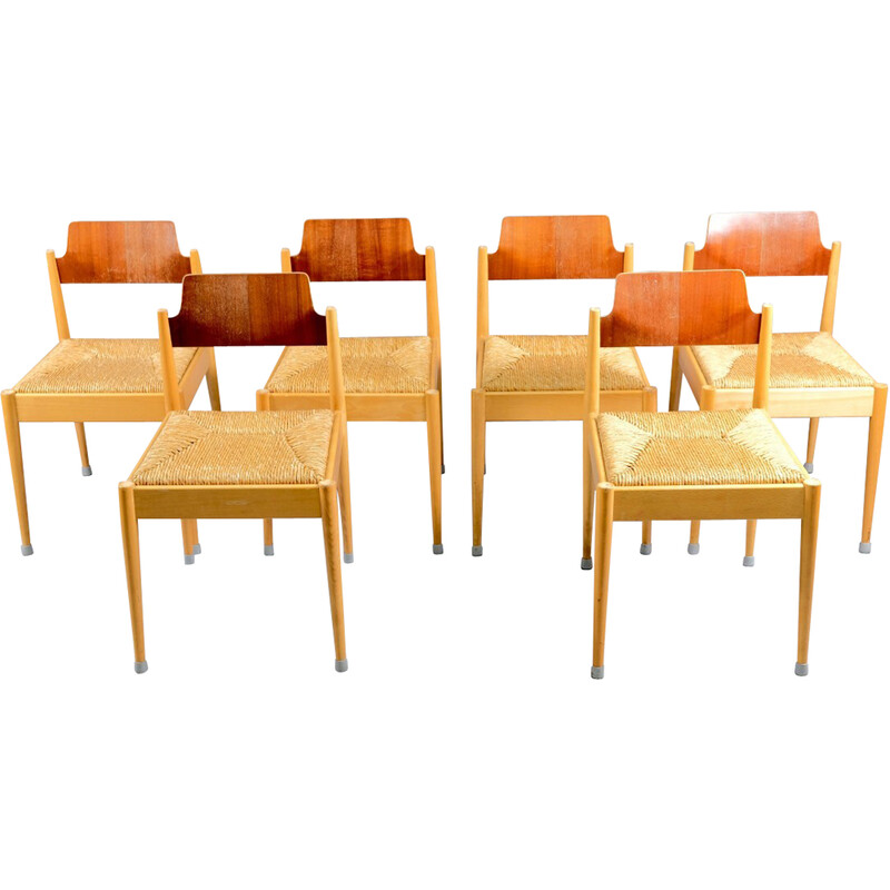 Set of 6 vintage side chairs by Egon Eiermann for Wilde and Spieth, 1950
