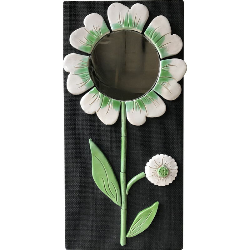 Vintage ceramic flower mirror