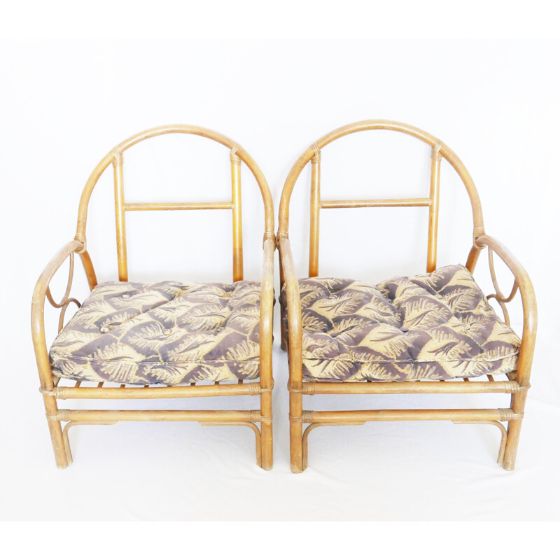 Paar vintage bamboe fauteuils, 1940