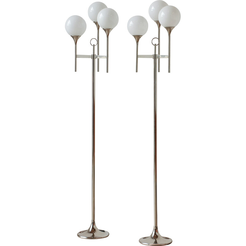 Vintage chrome-plated metal floor lamp by Gaetano Sciolari, Italy 1970