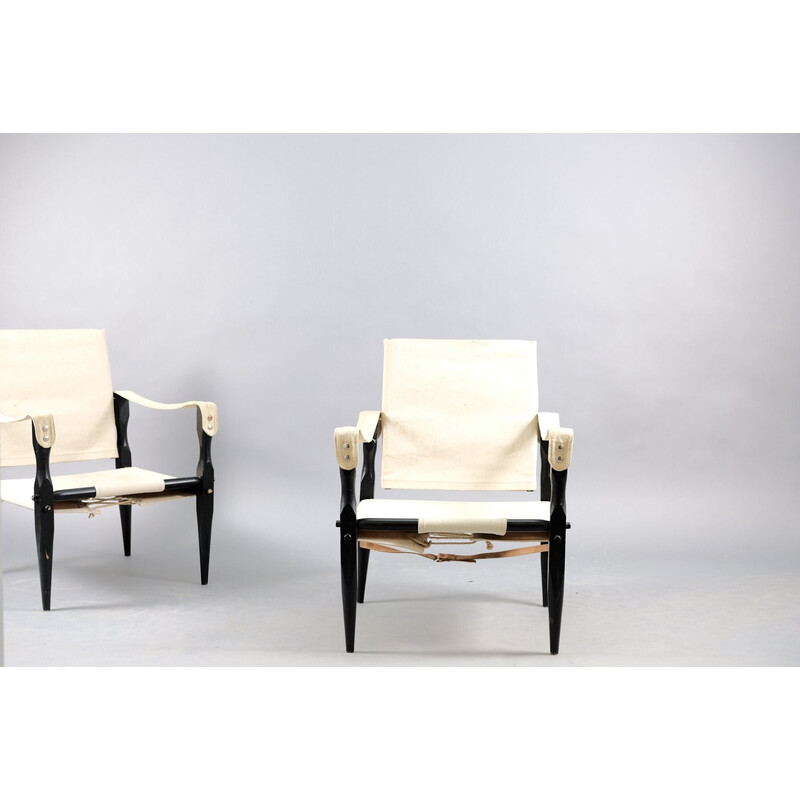 Pair of vintage Safari armchairs in oak wood by Wilhelm Kienzle for Wohnbedarf, Switzerland 1949