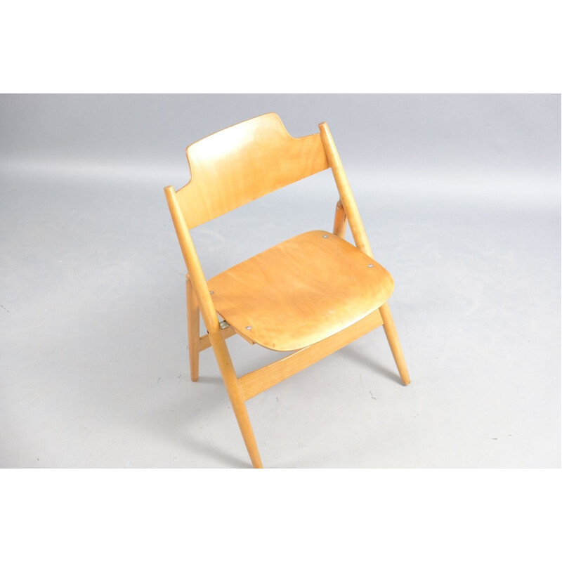 Vintage SE18 folding chair in beech by Egon Eiermann for Wilde and Spieth, Germany 1960