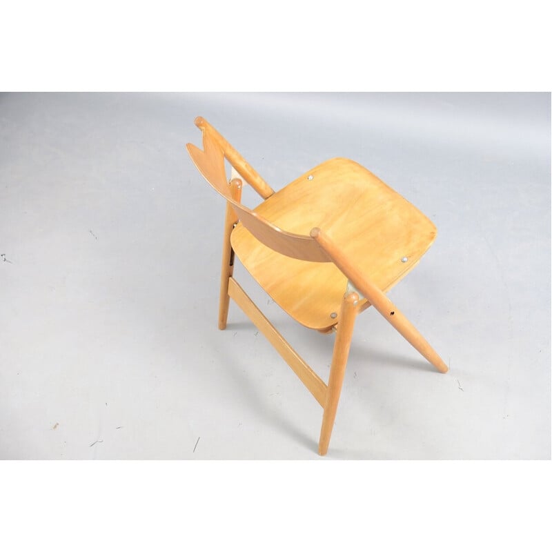 Vintage SE18 folding chair in beech by Egon Eiermann for Wilde and Spieth, Germany 1960