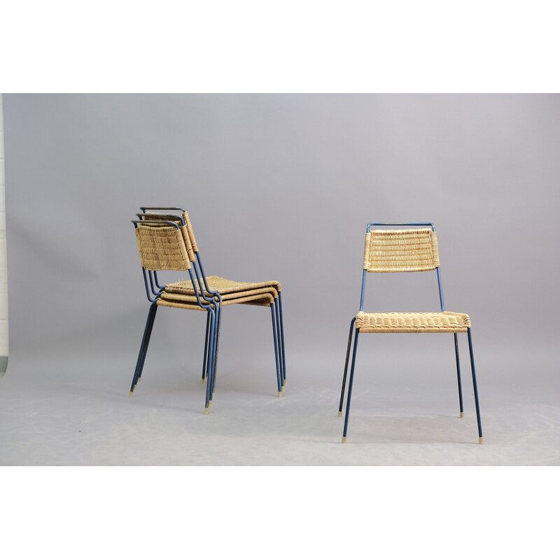 Set of 4 vintage stackable chairs by Paul Schneider Esleben for Wilde and Spieth, Germany 1950