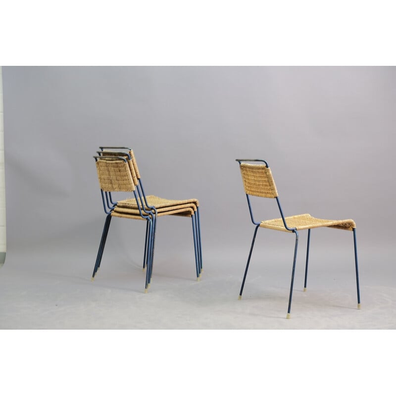 Conjunto de 4 cadeiras empilháveis vintage de Paul Schneider Esleben para Wilde e Spieth, Alemanha 1950
