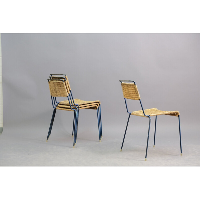 Set van 4 vintage stapelbare stoelen van Paul Schneider Esleben voor Wilde en Spieth, Duitsland 1950