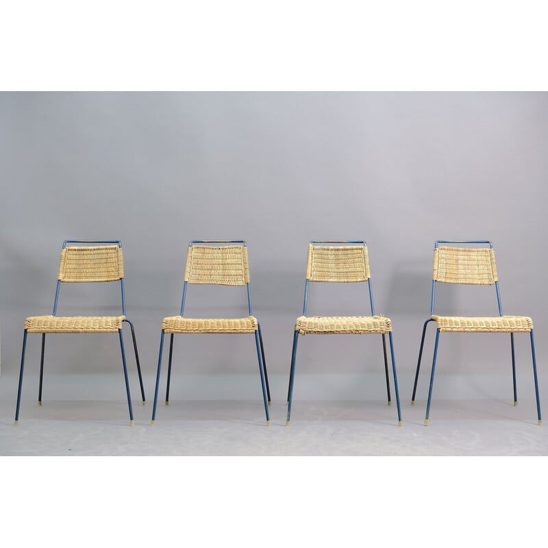Conjunto de 4 cadeiras empilháveis vintage de Paul Schneider Esleben para Wilde e Spieth, Alemanha 1950