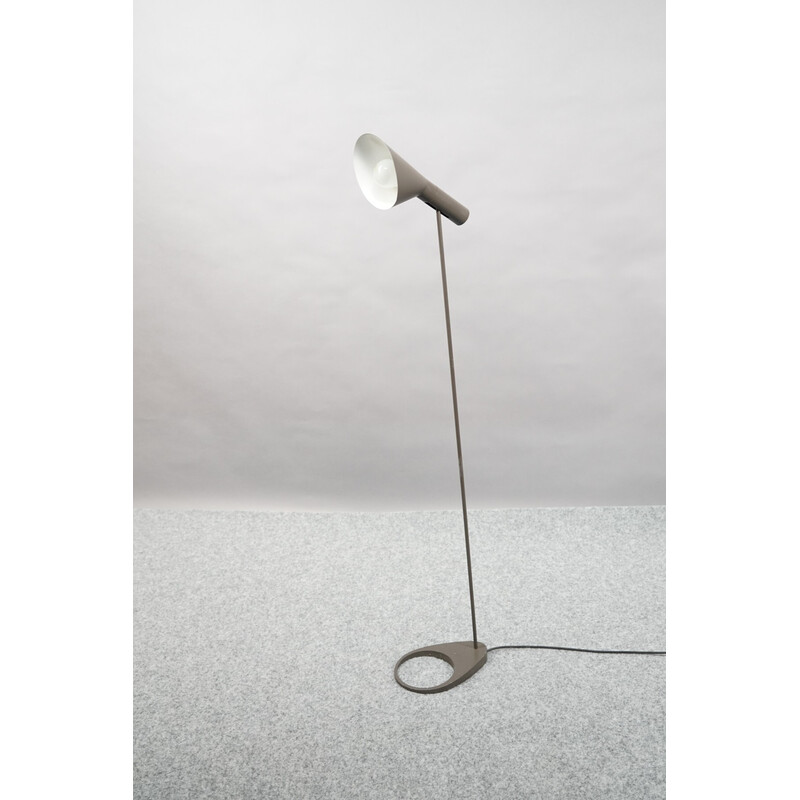 Vintage gray metal floor lamp by Arne Jacobsen for Louis Poulsen, Denmark 1970