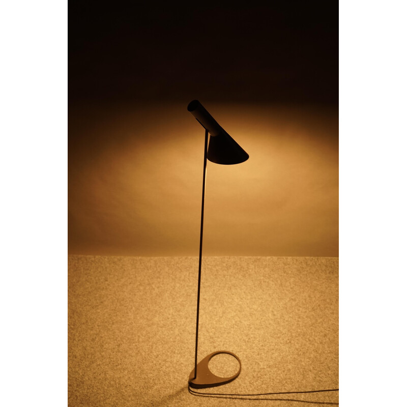 Vintage gray metal floor lamp by Arne Jacobsen for Louis Poulsen, Denmark 1970