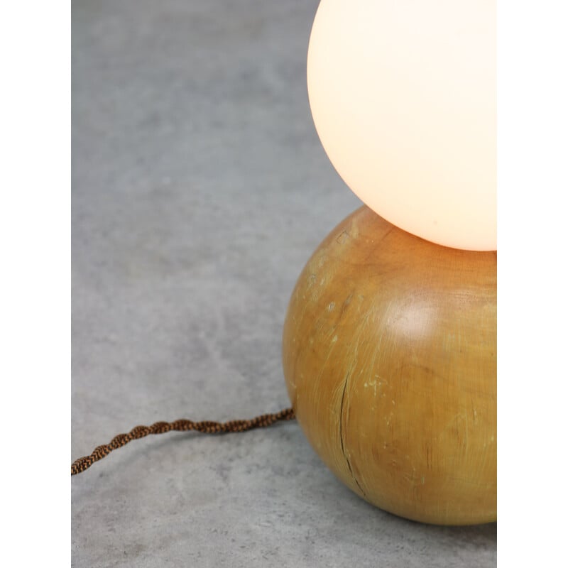 Vintage wooden and opaline table lamp, Italy