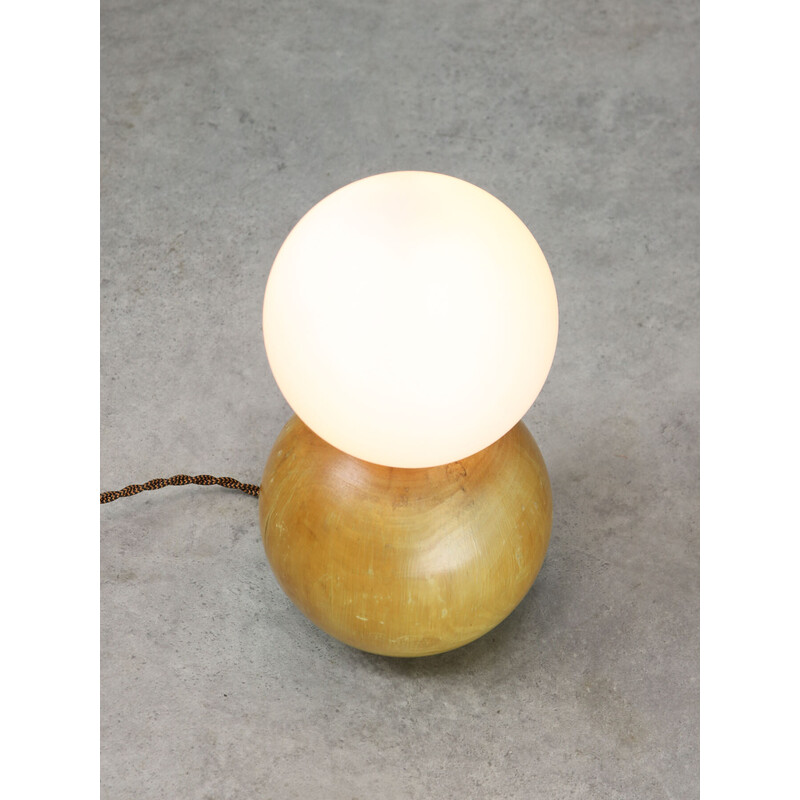 Vintage wooden and opaline table lamp, Italy