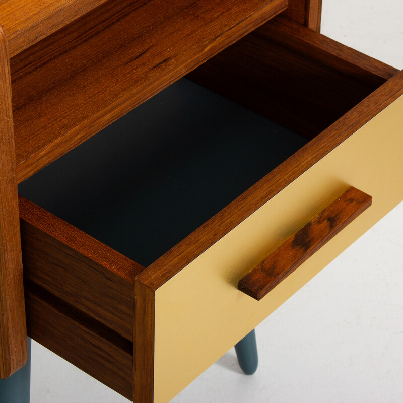 Pair of vintage teak and brass bedside tables