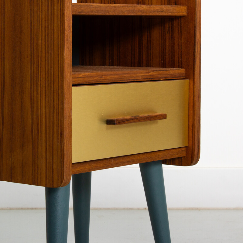 Pair of vintage teak and brass bedside tables