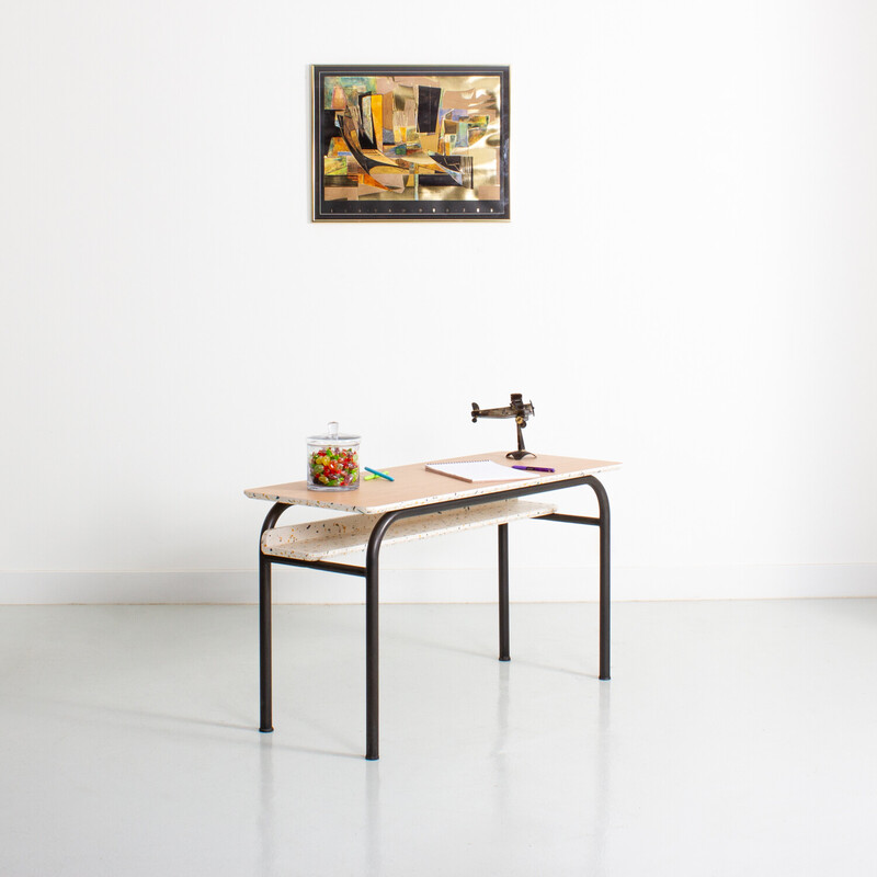 Vintage children's desk in metal and beech