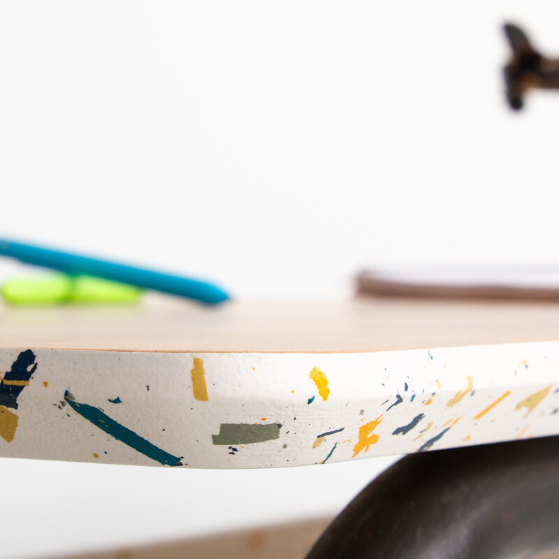 Vintage children's desk in metal and beech