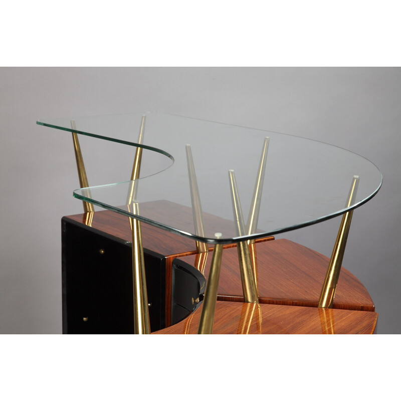 Vintage italian glass and rosewood bar - 1960s 