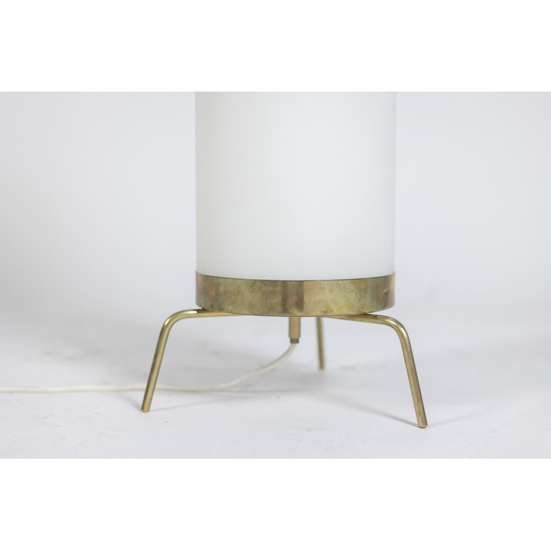 Vintage lamp in white opaline and gilded brass, Italy 1970