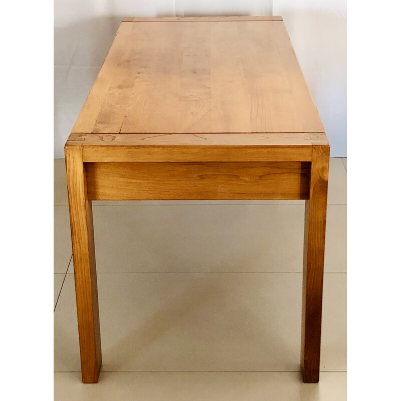 Vintage solid elm desk for Maison Regain, France 1980