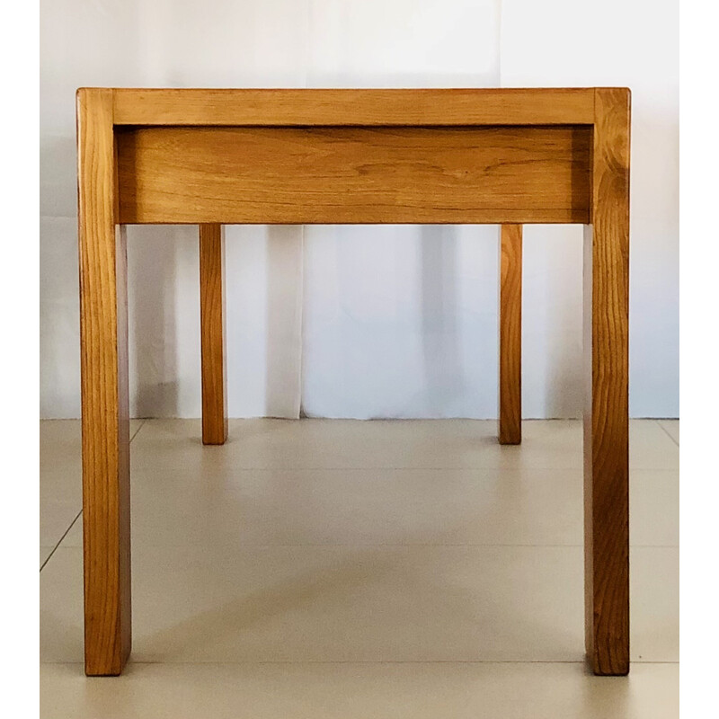 Vintage solid elm desk for Maison Regain, France 1980