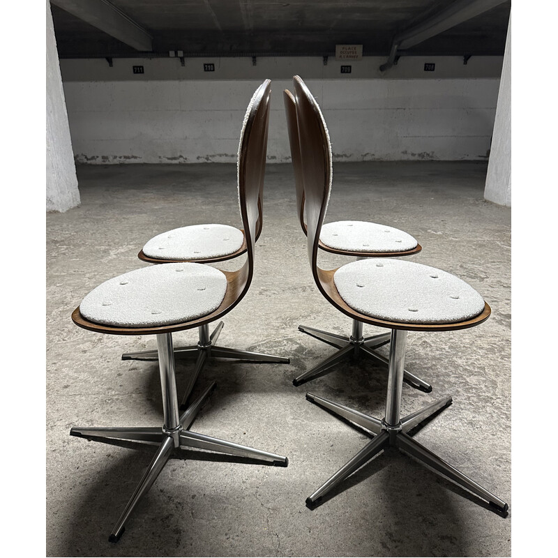 Set of 4 vintage chairs in bentwood and rosewood veneer by Elmar Flötotto 1960, Germany 1960