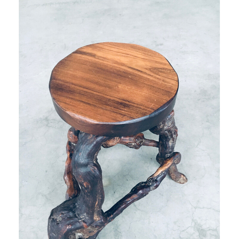 Vintage bar stool in vine wood and oak, 1950