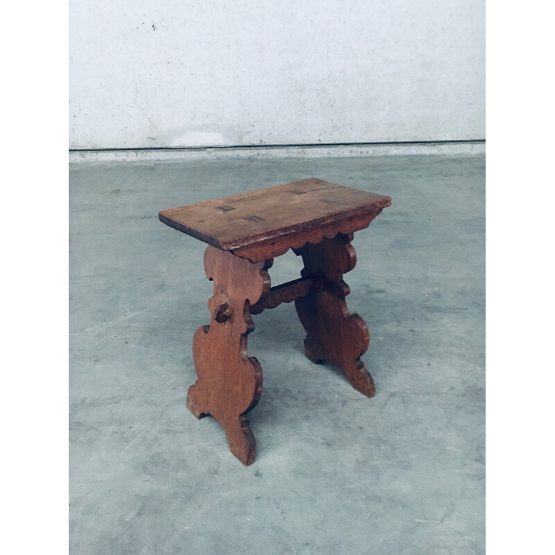 Vintage solid oak side table, Spain