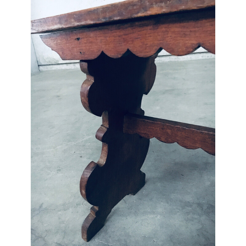 Vintage solid oak side table, Spain