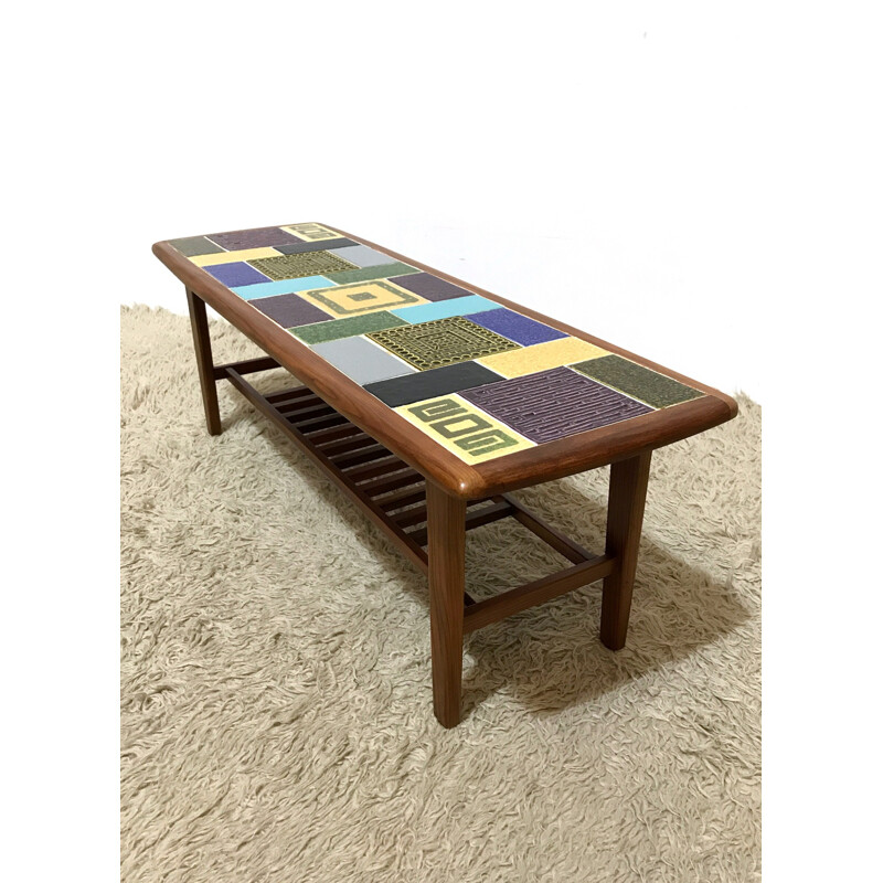 Table basse en céramique multicolore de Malkin Johnson - 1960