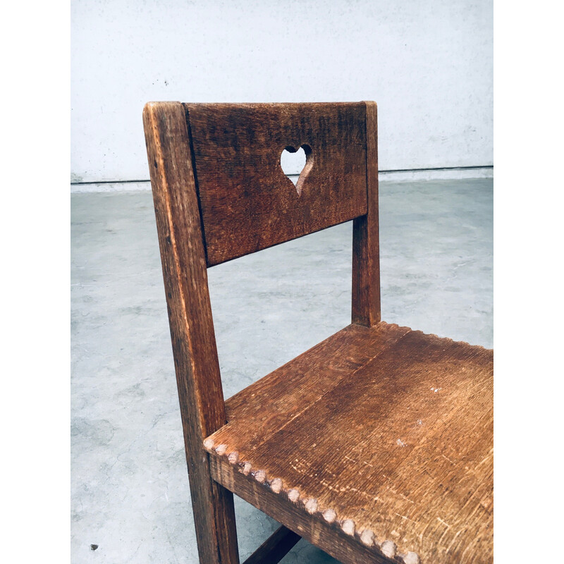 Pair of vintage oak children's chairs, Netherlands 1920