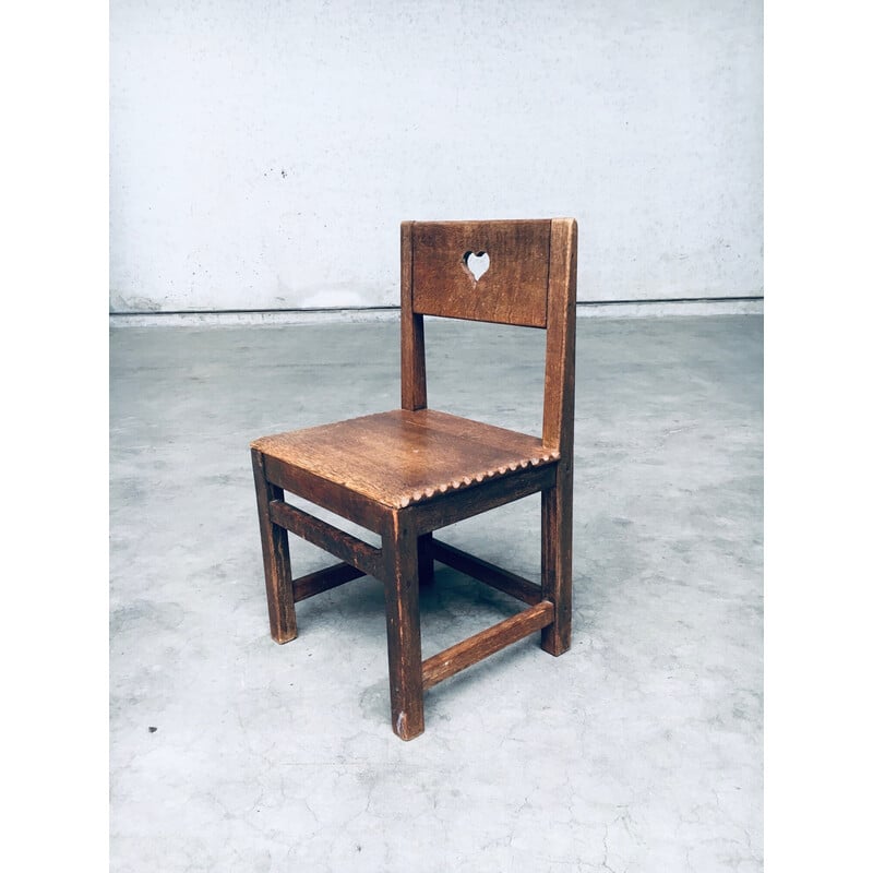 Pair of vintage oak children's chairs, Netherlands 1920