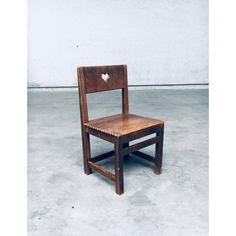 Pair of vintage oak children's chairs, Netherlands 1920