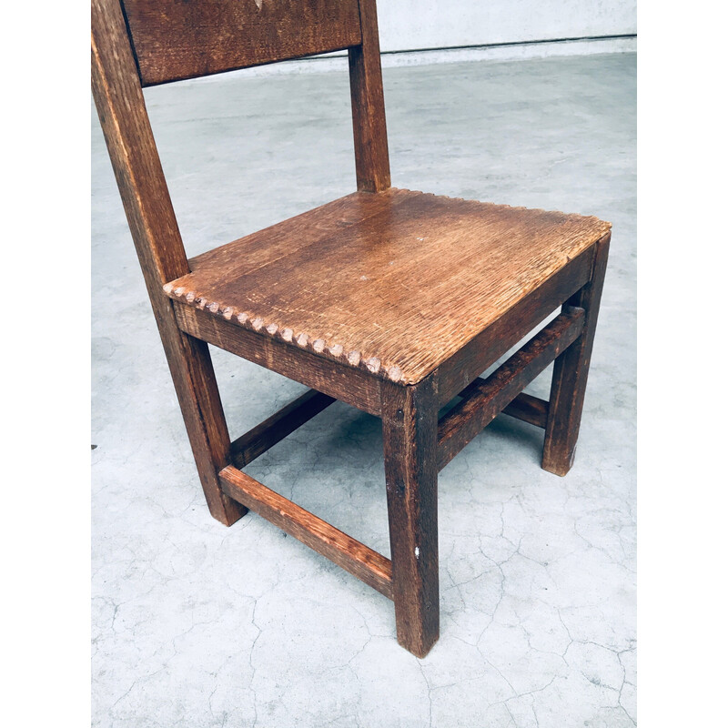 Pair of vintage oak children's chairs, Netherlands 1920