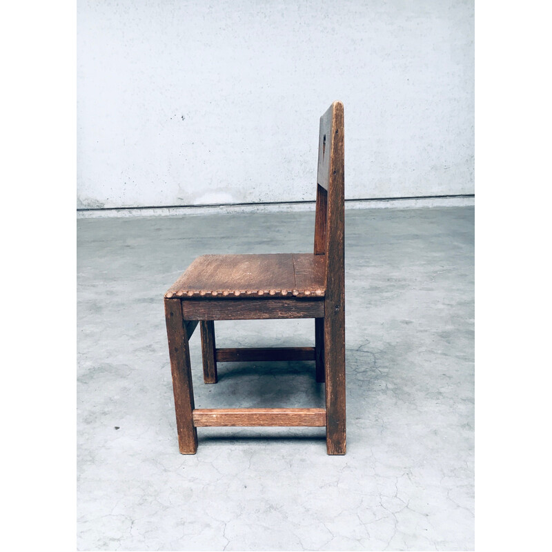 Pair of vintage oak children's chairs, Netherlands 1920