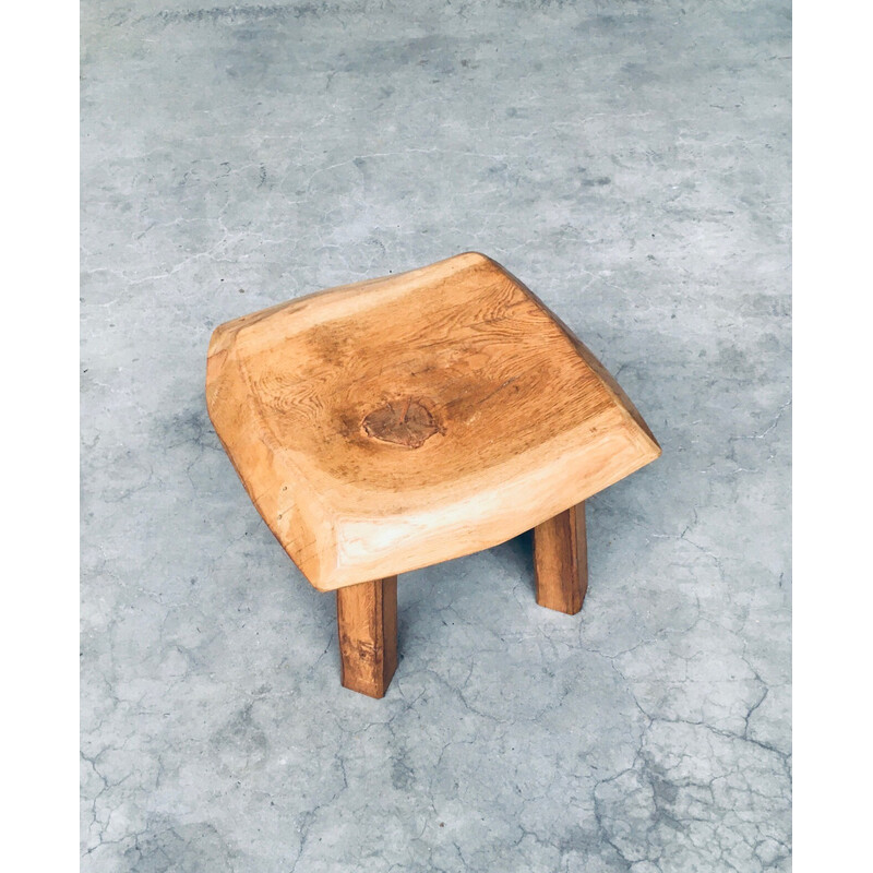 Vintage solid light oak side table, Netherlands 1960